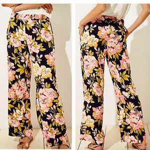 Loft Floral Wide Leg Pants Tropical Beach Lounge